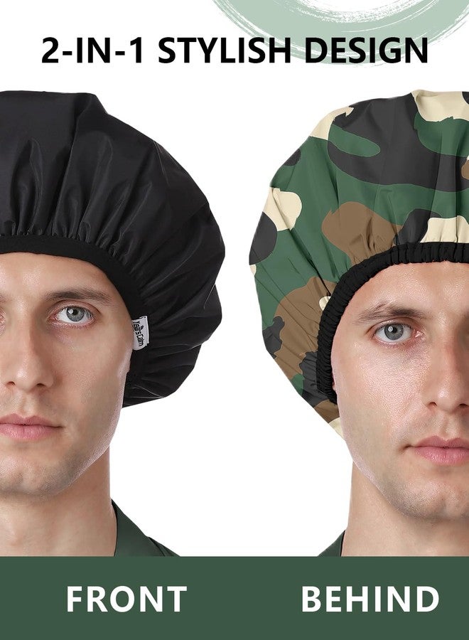 Years calm Shower Cap for Men, Waterproof Reusable Hair Cap with Dual-Layer Design, Reversible Double-Sided Use, Stretchable Elastic Band, Comfortable Fit for Shower, Gym, Hair Care & Travel - Image 3